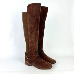 Antonio Melani Women Brown Suede Tall Over the Knee Boots Buckle